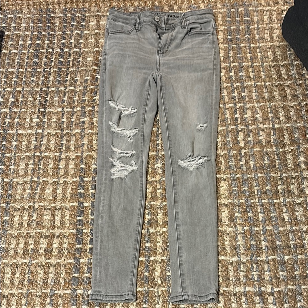 American eagle next level stretch Ripped Gray Jeans